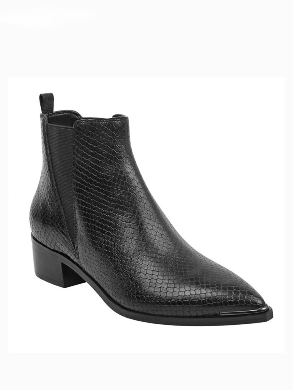 Marc Fisher Yale Chelsea Boots Black Leather Snakeskin Embossed Womens 9 M